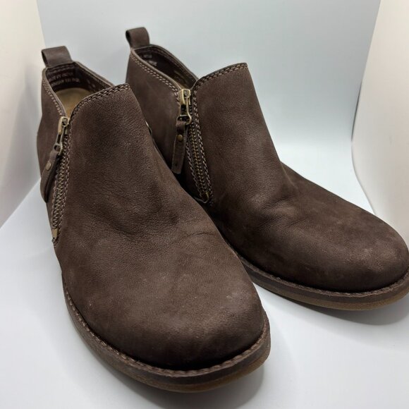 Hush Puppies Shoes - Hush Puppies Women’s Brown Leather Side-Zip Ankle Boots Size 9.5M